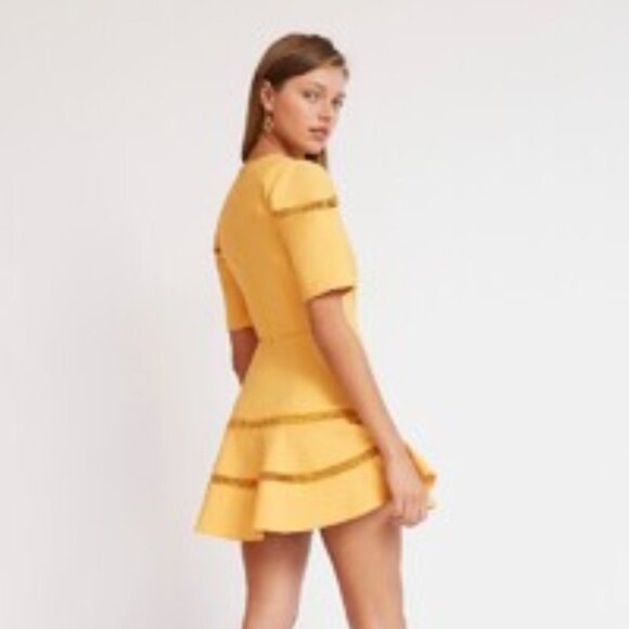 NWT Finders Keepers Lattice Mini Dress Marigold - Picture 7 of 7